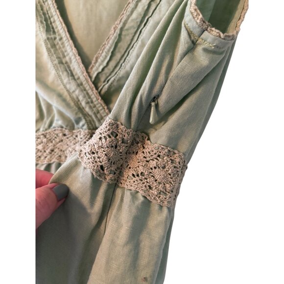 Bass Womens Empire Green Sleeveless Linen Cotton Top Size M Y2K VTG - Picture 4 of 9